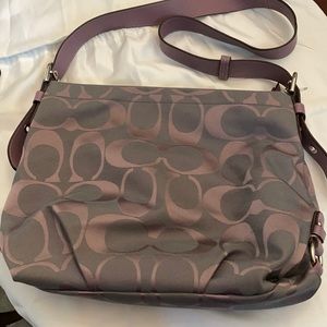 Purple Coach Signature collection hobo bag